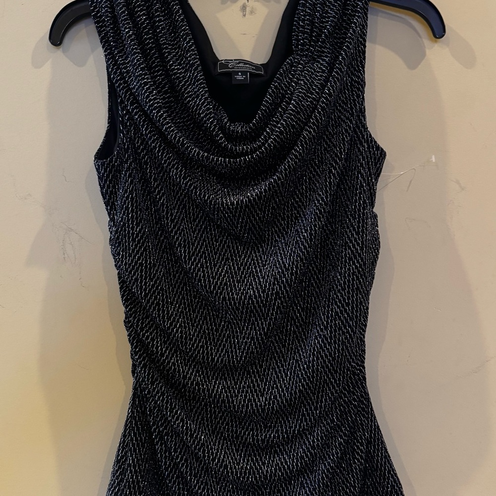 dressbarn Chic Black and Silver Cowl Neck Sweater